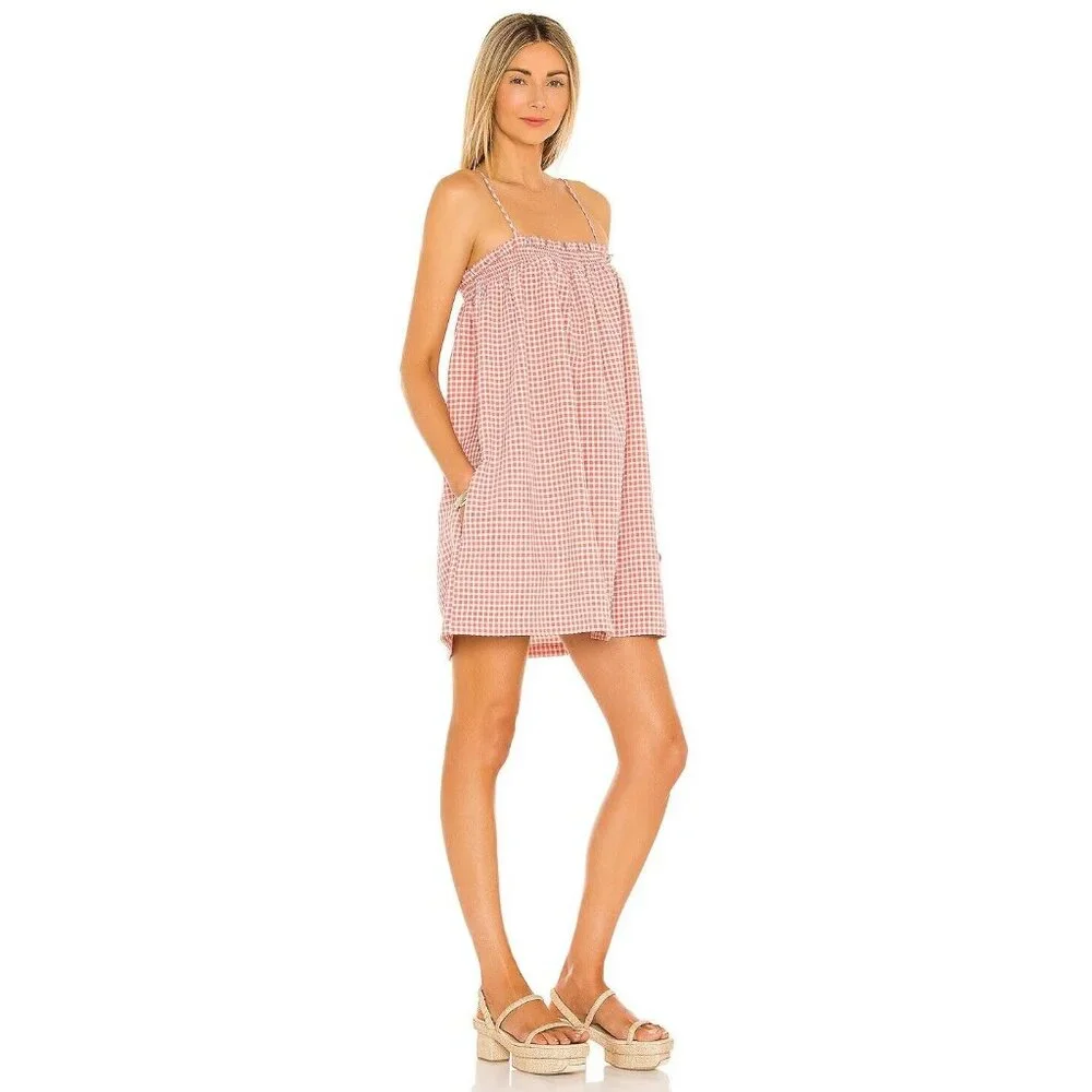 BB DAKOTA Lust For Life Pink Rose Blush Gingham Seersucker Shift Dress, Size M - Picture 2 of 13